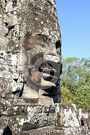 The faces of Angkor Thom, located in present-day Cambodia Stock Photo